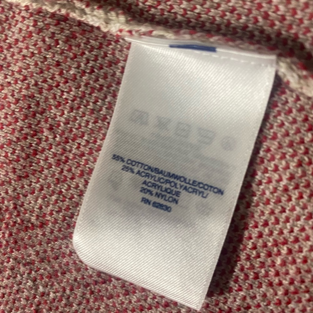 Lands' End Women's Checkered Cardigan - Beige and Red - Picture 6 of 9